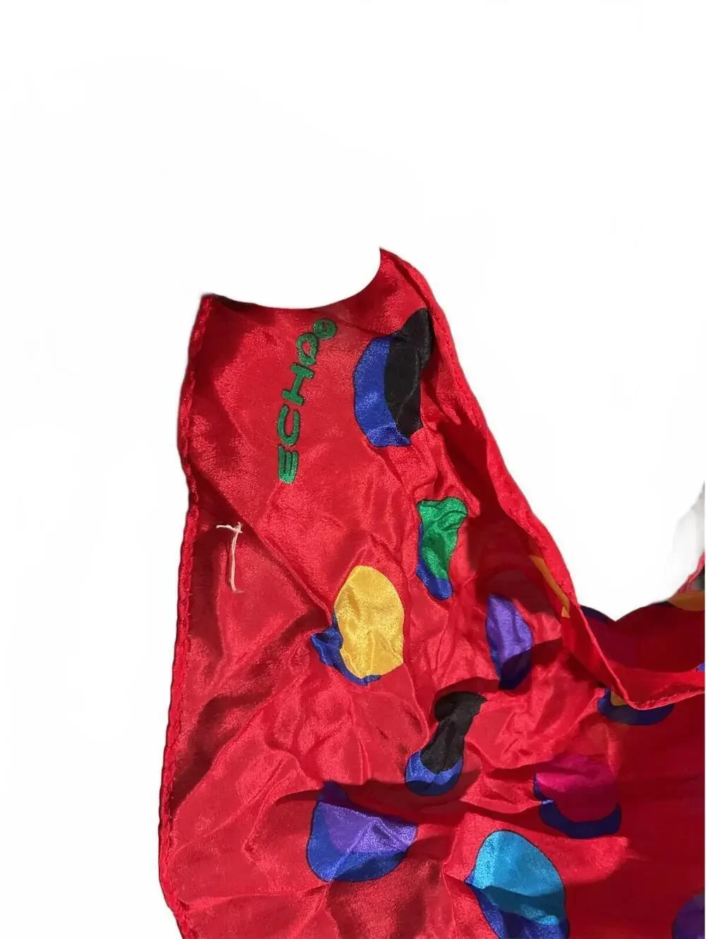 Vintage Echo Silk Scarf with Colorful Polka Dots
